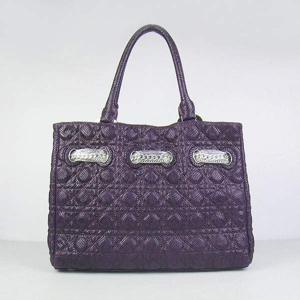 Christian Dior 1885 Snake Grain Leather Handbag-Purple